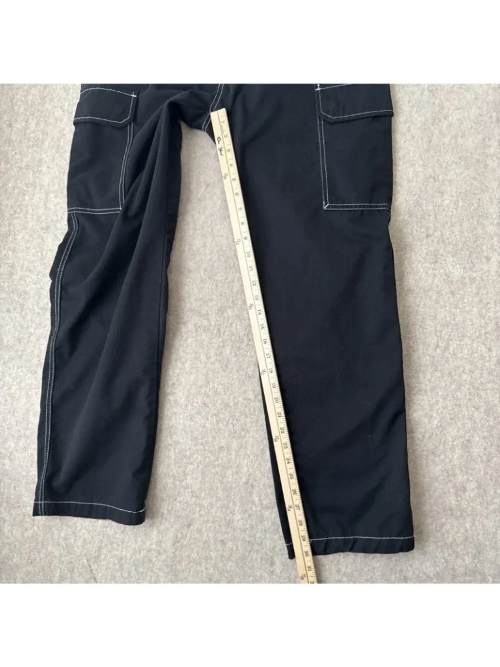 True Religion Bobby Baggy Cargo Pants Black Back Flap Pockets Mens 32x30